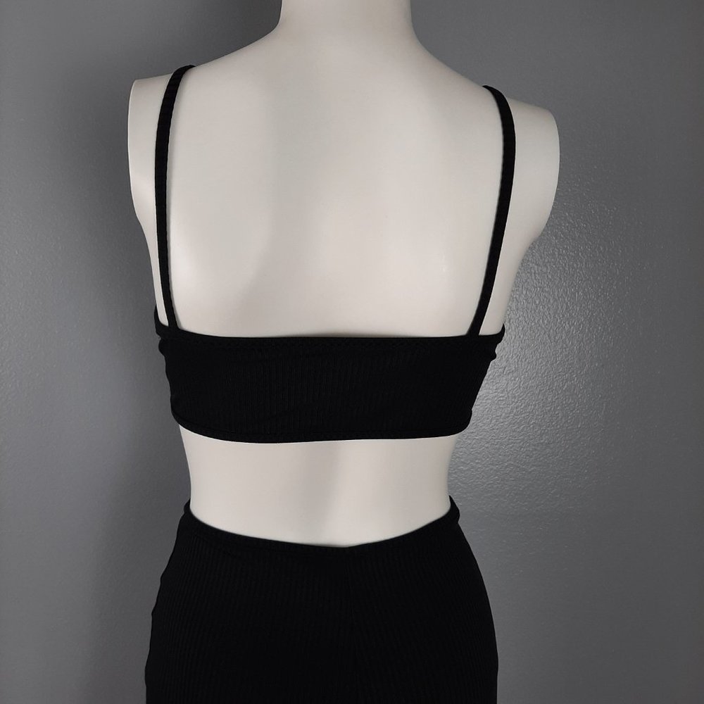 DO MY SELF Womens Jumpsuit Size Large Black Ribbed Knit One Piece Cropped - Picture 7 of 8